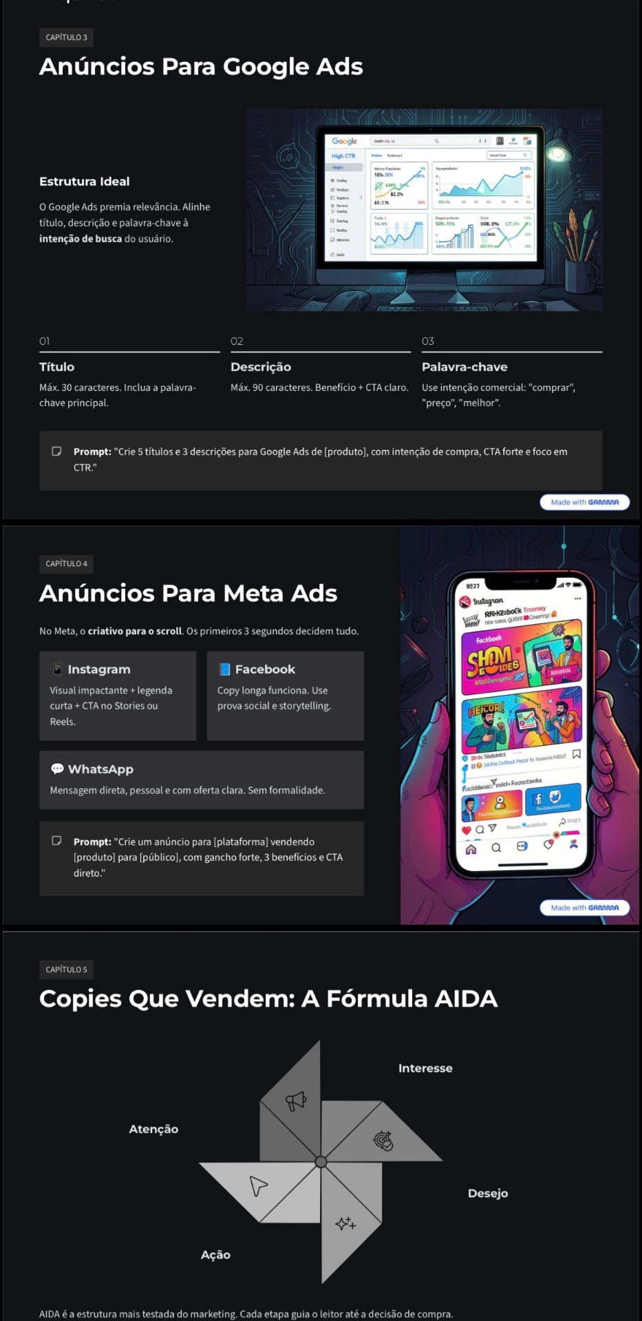 Prévia do bônus de IA — Anúncios para Google Ads, Meta Ads e Fórmula AIDA